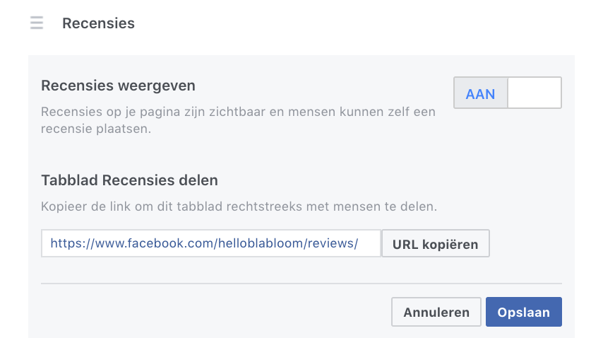 Facebook recensies verzamelen