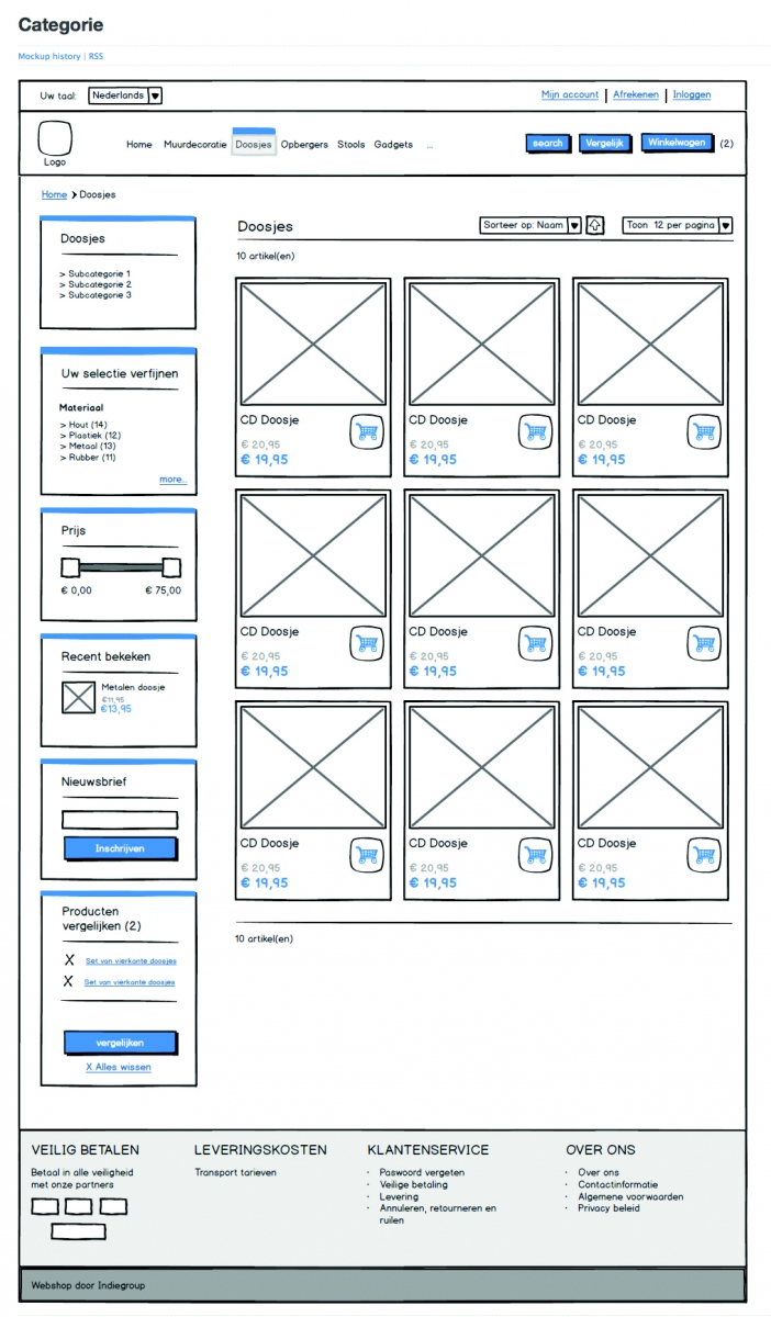 voorbeeld wireframes